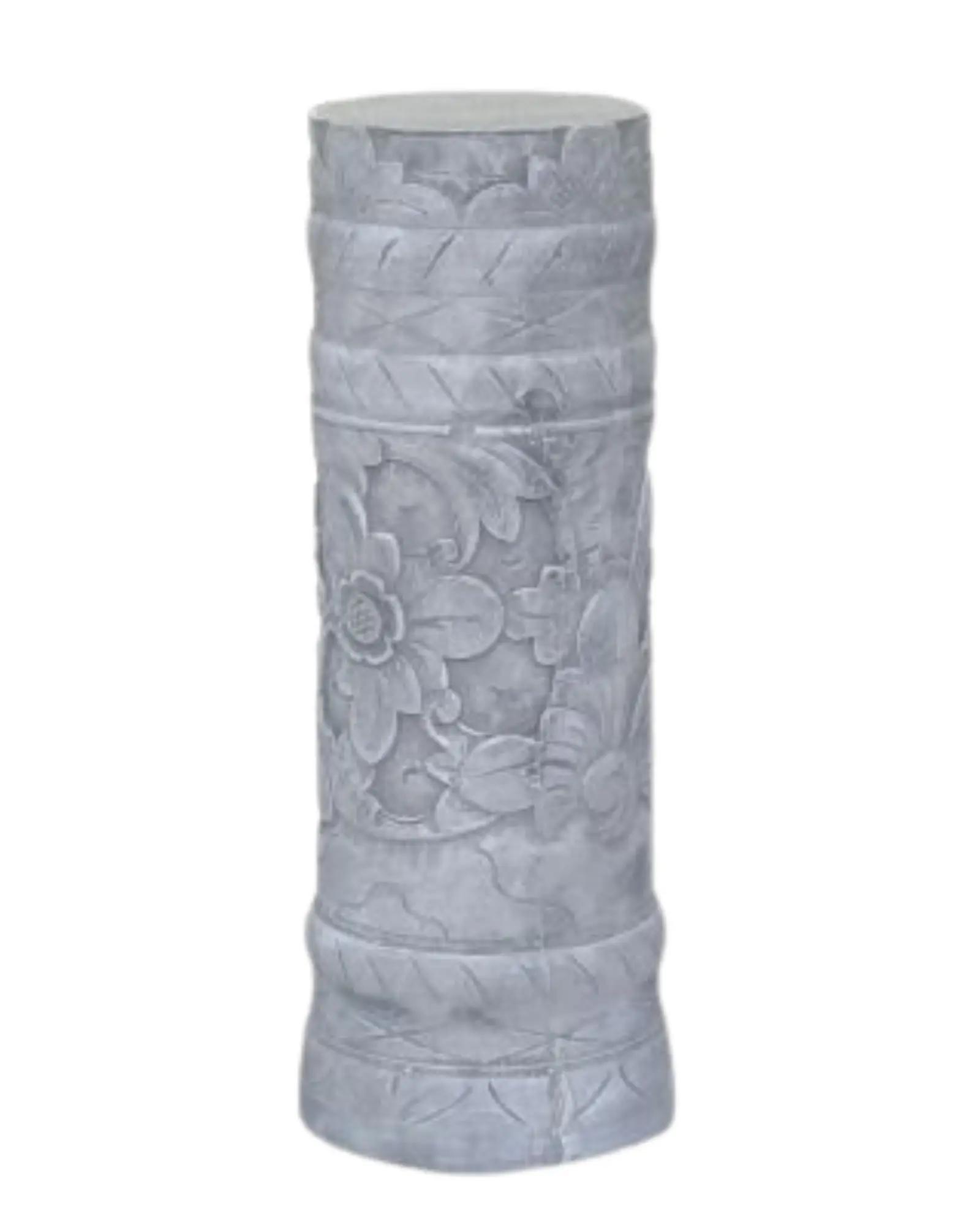  Product image 3 of the product “Batur - Straight pedestal with flower motif, Ø 15cm, 45cm H | cast stone ”